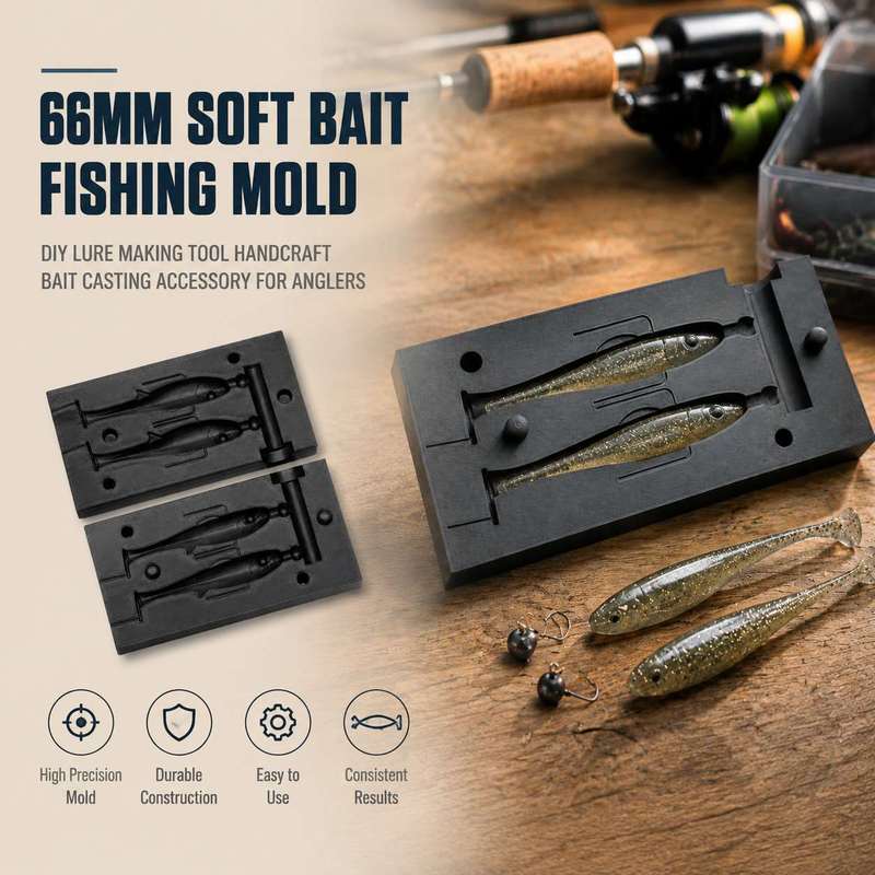 Fishing Lure Making Kit - แม่พิมพ์ทำเหยื่อตกปลาแบบนิ่มขนาด 66 มม. อุปกรณ์ทำเหยื่อตกปลาแบบแฮนด์เมดสำหรับงานฝีมือทำเหยื่อตกปลาแบบนิ่ม